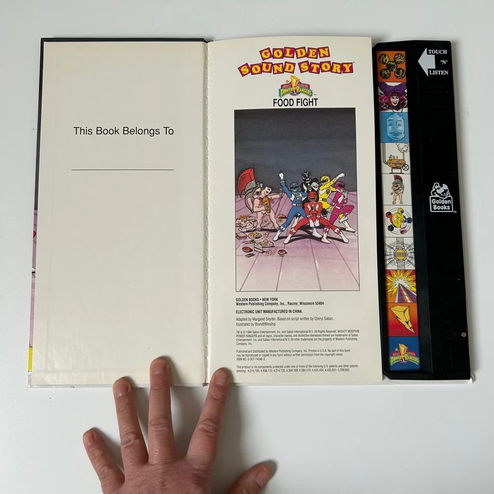 1994 Golden Books Mighty Morphin Power Rangers Food Fight Sound Story Book - Picture 4 of 8